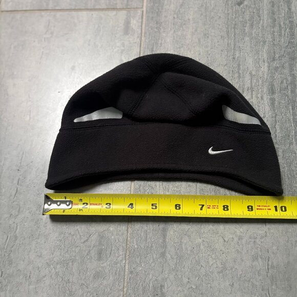 Nike Therma-Fit Fleece Reflective Running Beanie Cap Ear Flap Black One Size - Picture 6 of 7